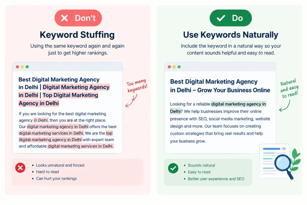 Keyword stuffing example for small businesses